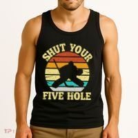 Shut Your Five Hole Funny Ice Hockey Goalie Tank Top thumb 3
