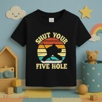 Shut Your Five Hole Funny Ice Hockey Goalie Toddler T-Shirt thumb 3