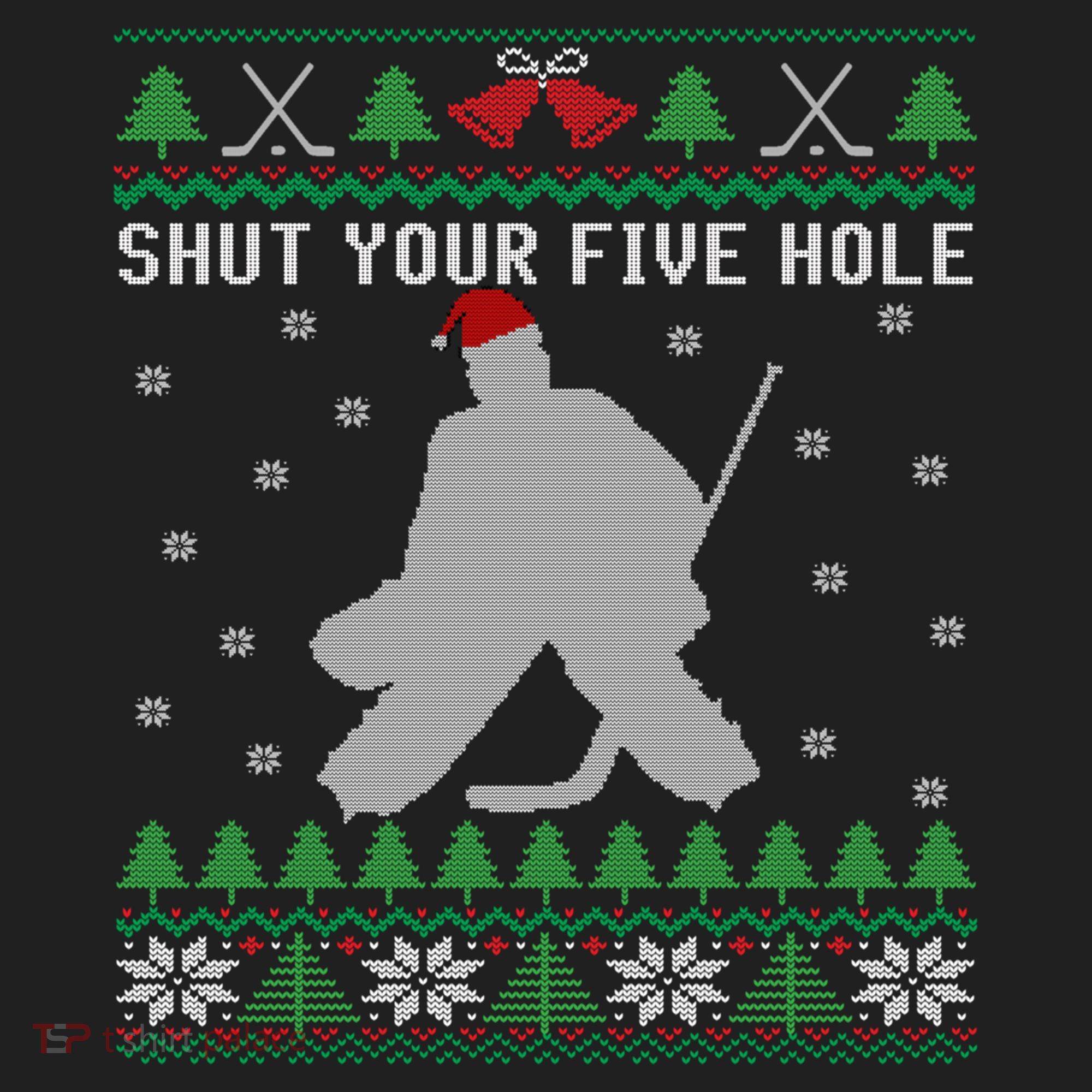 Shut Your Five Hole Ice Hockey Goalie Ugly Christmas Cool Gift Beanie
