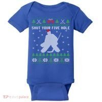 Shut Your Five Hole Ice Hockey Goalie Ugly Christmas Cool Gift Baby Bodysuit thumb 0