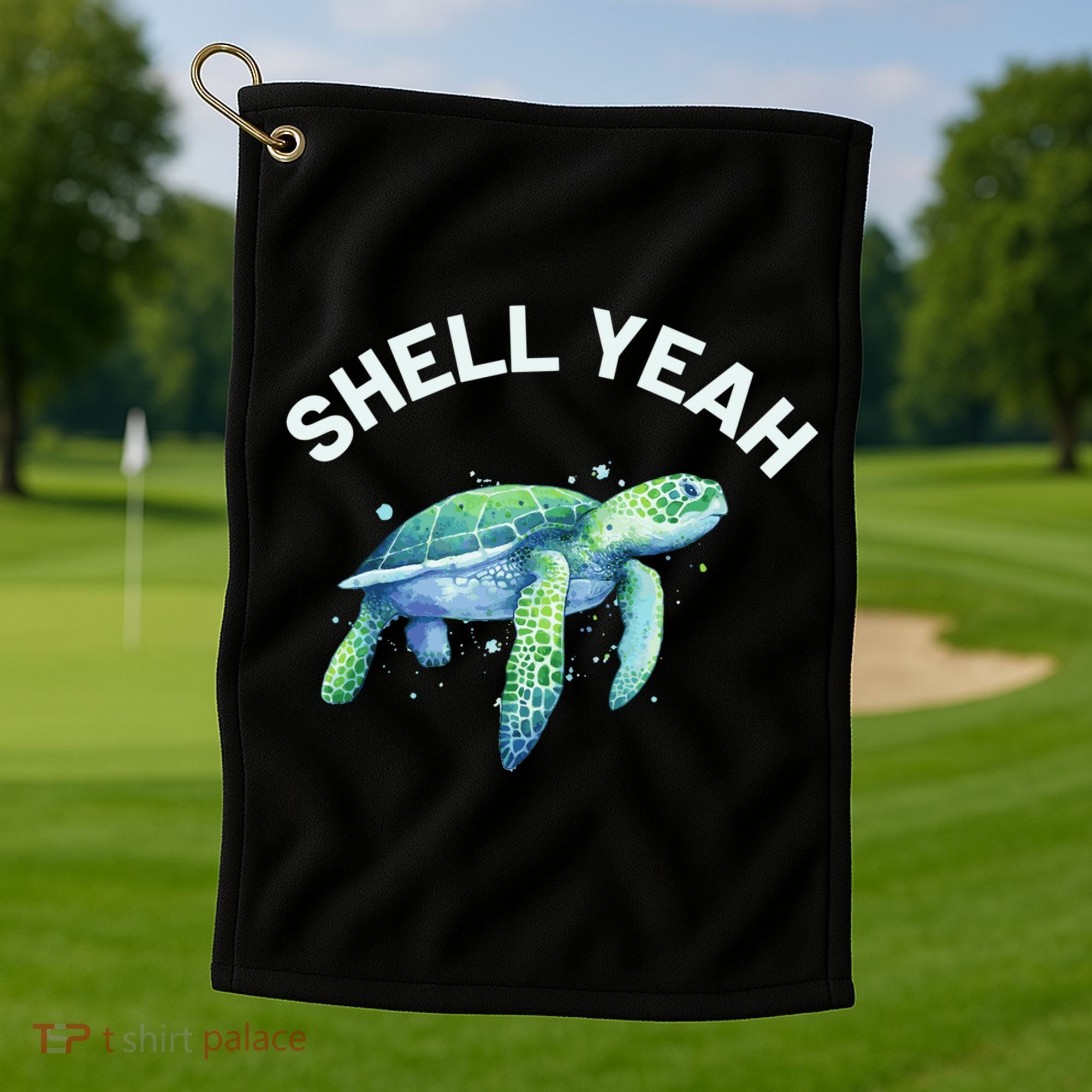 Shell Yeah Gift Cute Tortoise And Sea Turtle Lover Cool Gift Golf Towel