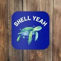 Shell Yeah Gift Cute Tortoise And Sea Turtle Lover Cool Gift Coaster thumb 0