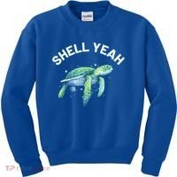Shell Yeah Gift Cute Tortoise And Sea Turtle Lover Cool Gift Kids Sweatshirt thumb 0