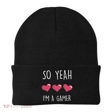 So Yeah I Am A Gamer Heart Live Love Computer Console Pc Cute Gift Beanie