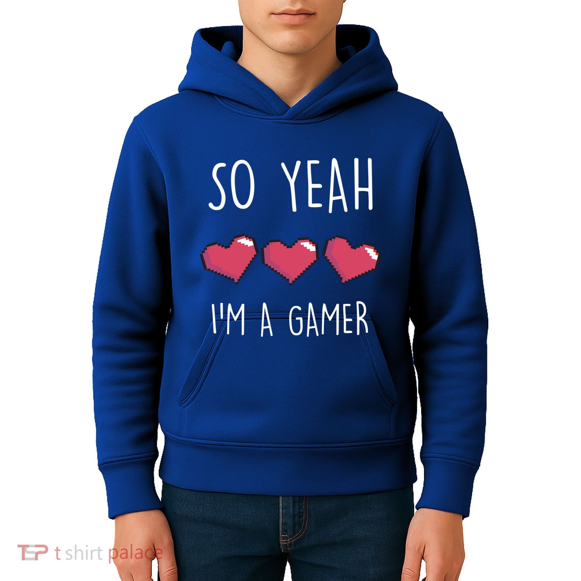 So Yeah I Am A Gamer Heart Live Love Computer Console Pc Cute Gift Kids Hoodie