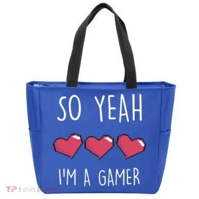 So Yeah I Am A Gamer Heart Live Love Computer Console Pc Cute Gift Tote Bag