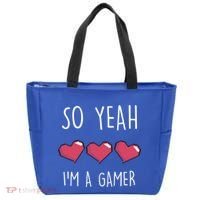 So Yeah I Am A Gamer Heart Live Love Computer Console Pc Cute Gift Tote Bag thumb 0
