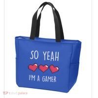 So Yeah I Am A Gamer Heart Live Love Computer Console Pc Cute Gift Tote Bag thumb 3