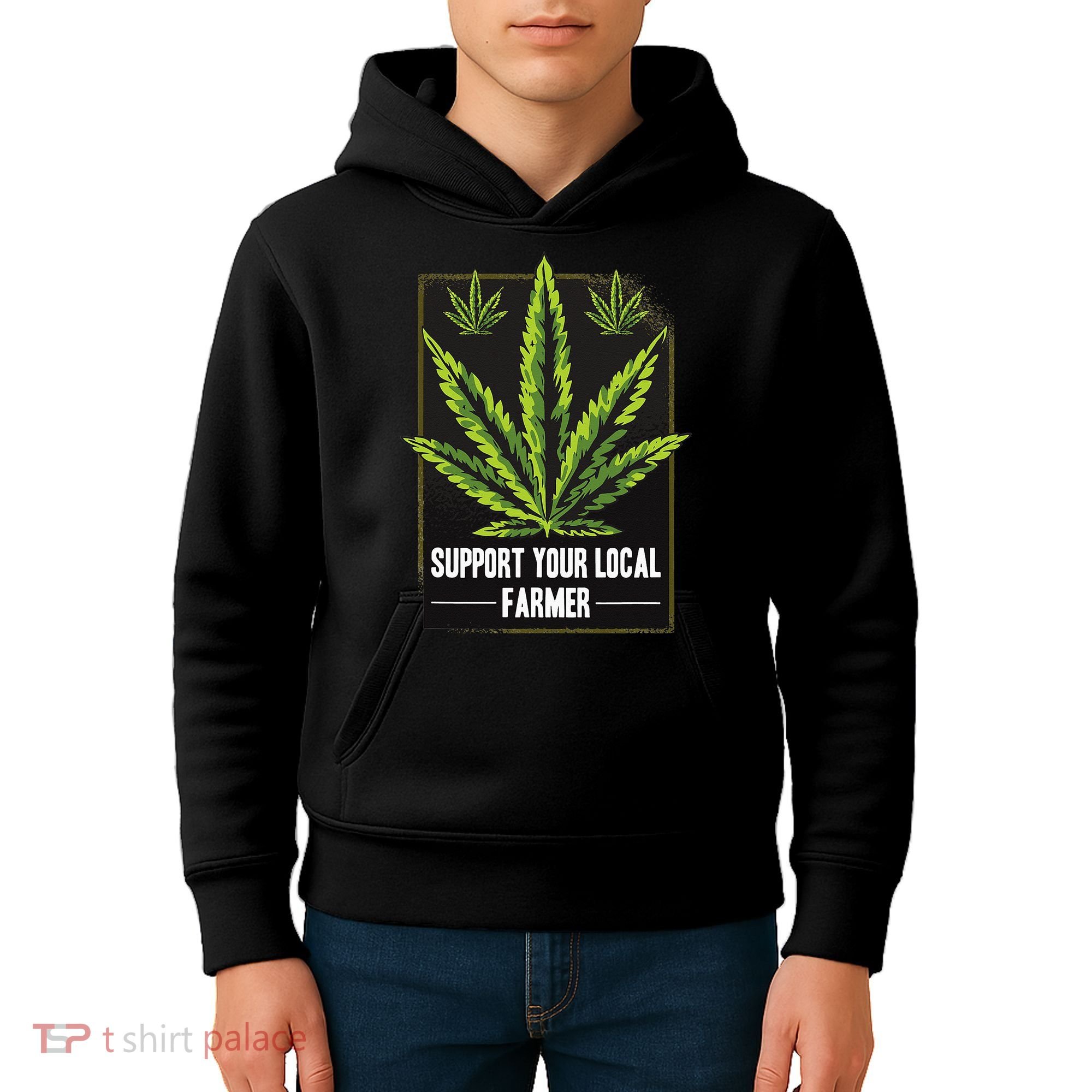 Support Your Local Weed Farmer Cannabis Marijuana Grower Kids Hoodie