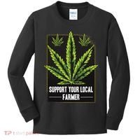 Support Your Local Weed Farmer Cannabis Marijuana Grower Kids Long Sleeve Shirt thumb 0