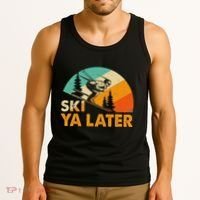 Ski You Later Winter Holiday Skiing Ski Driver Funny Tank Top thumb 3
