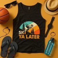 Ski You Later Winter Holiday Skiing Ski Driver Funny Tank Top thumb 4