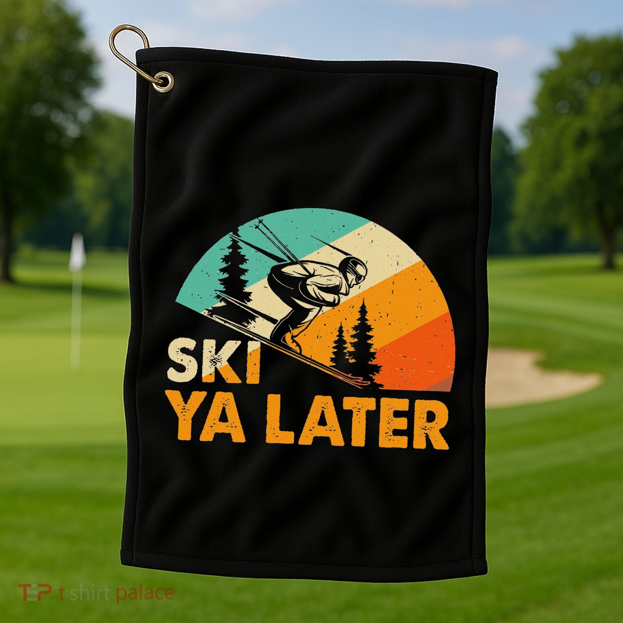 Ski You Later Winter Holiday Skiing Ski Driver Funny Golf Towel