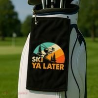 Ski You Later Winter Holiday Skiing Ski Driver Funny Golf Towel thumb 2