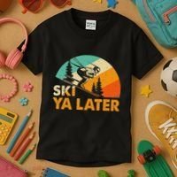 Ski You Later Winter Holiday Skiing Ski Driver Funny Kids T-Shirt thumb 3