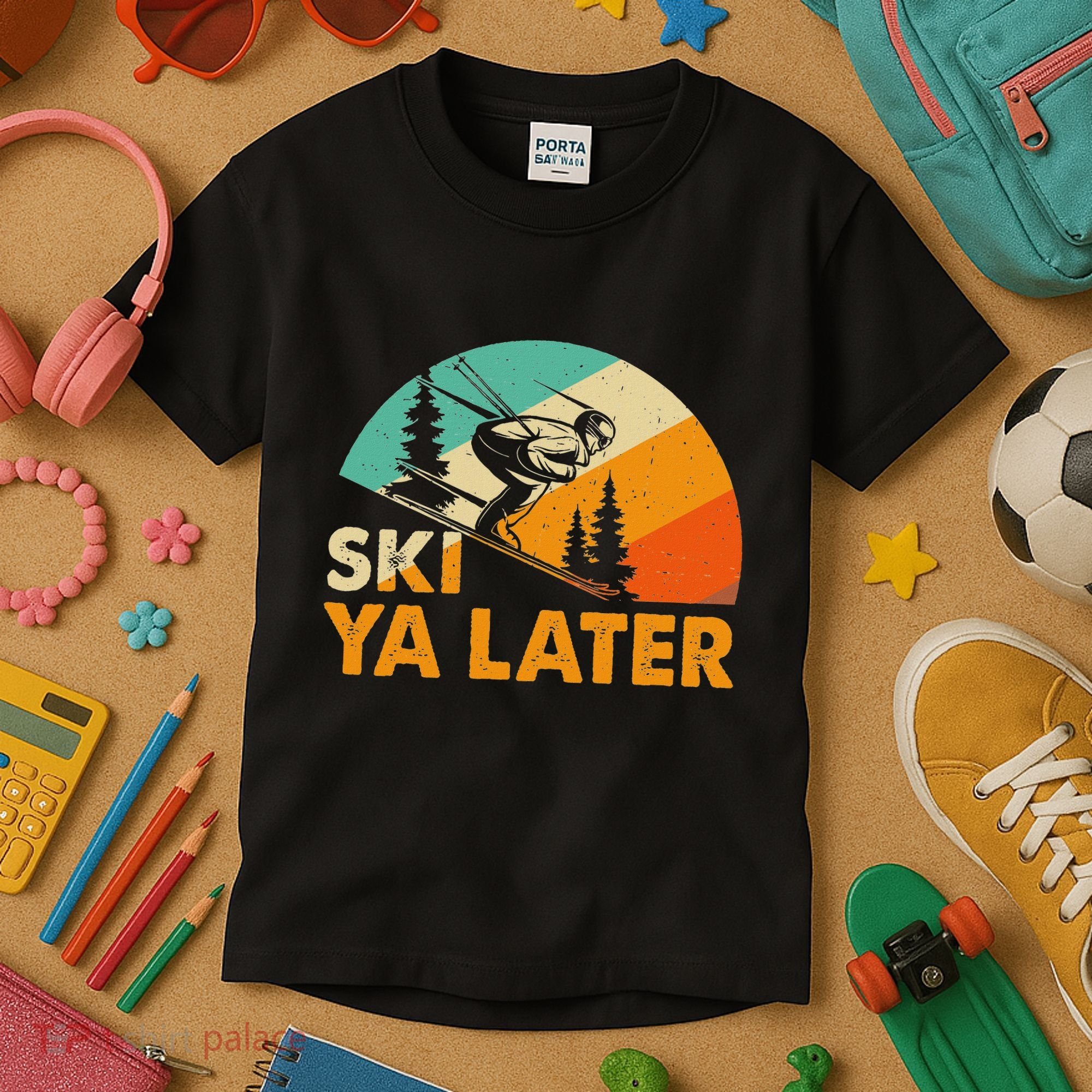Ski You Later Winter Holiday Skiing Ski Driver Funny Kids T-Shirt