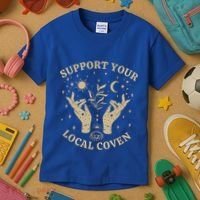 Support Your Local Coven Witch Aesthetic Gift Kids T-Shirt thumb 3