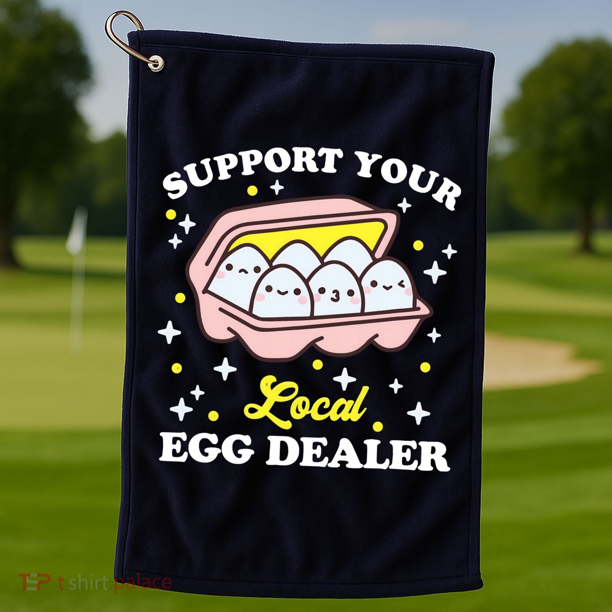 Support Your Local Egg Dealer, Farm Fresh eggs Funny farm Golf Towel