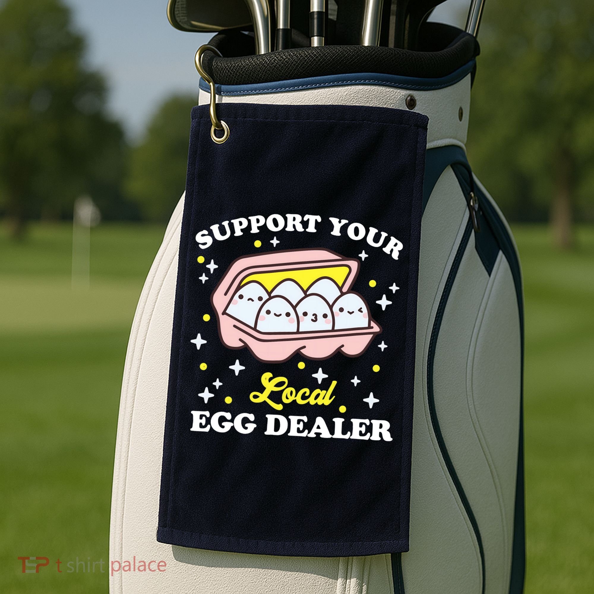 Support Your Local Egg Dealer, Farm Fresh eggs Funny farm Golf Towel