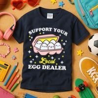 Support Your Local Egg Dealer, Farm Fresh eggs Funny farm Kids T-Shirt thumb 3