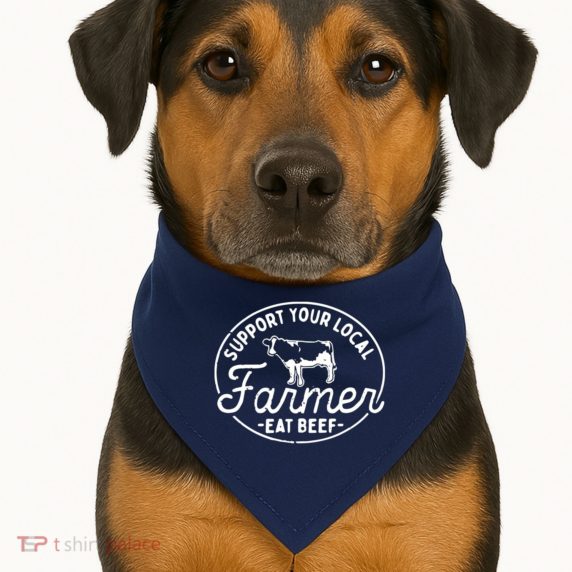 Support Your Local Farmer Eat Beef USA-Made Doggie Bandana