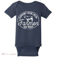Support Your Local Farmer Eat Beef Baby Bodysuit thumb 0