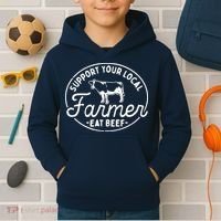 Support Your Local Farmer Eat Beef Kids Hoodie thumb 2