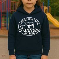 Support Your Local Farmer Eat Beef Kids Hoodie thumb 3