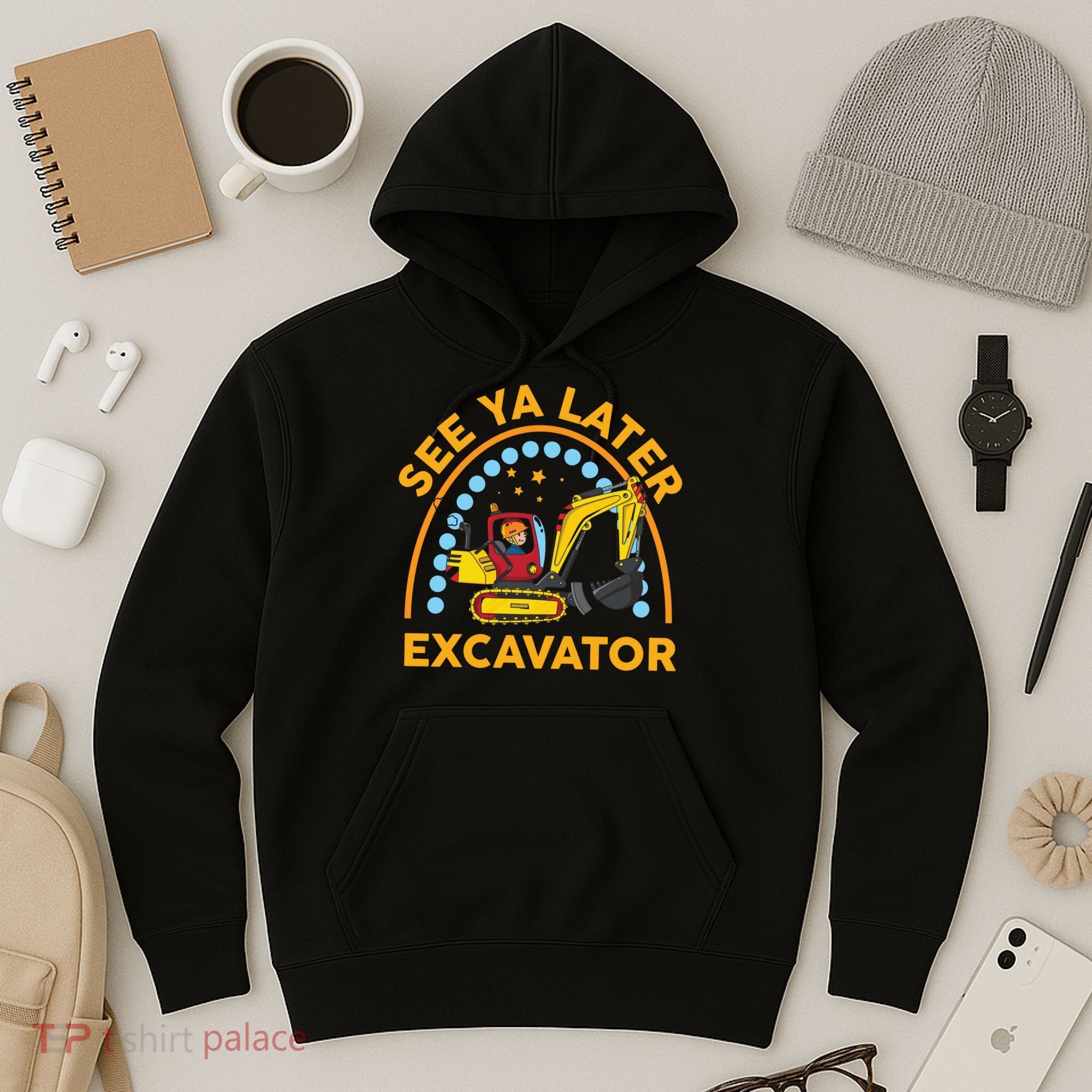 See Ya Later Excavator Cute Digger Boy Hoodie