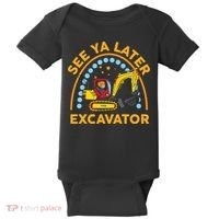See Ya Later Excavator Cute Digger Boy Baby Bodysuit thumb 0