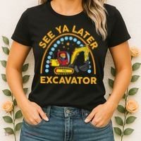 See Ya Later Excavator Cute Digger Boy Women's T-Shirt thumb 2