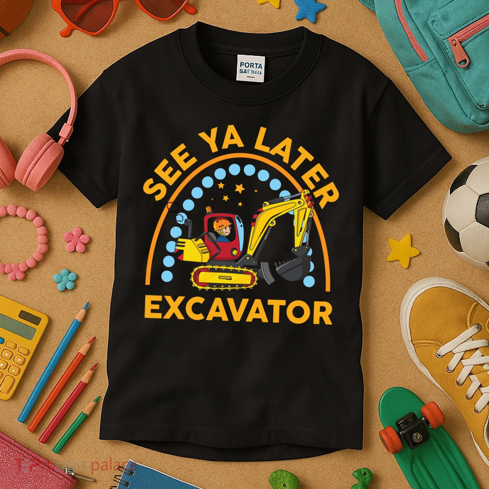 See Ya Later Excavator Cute Digger Boy Kids T-Shirt