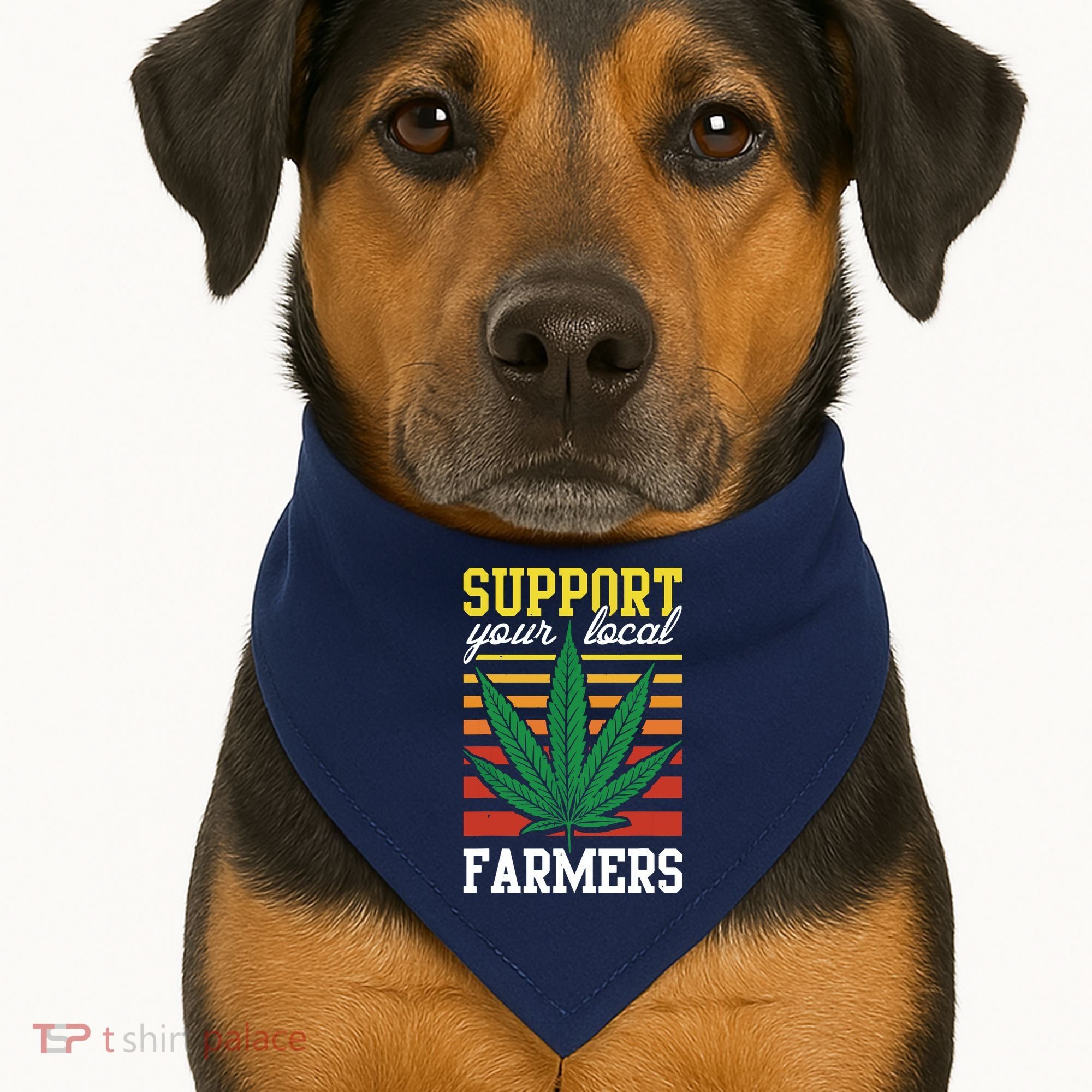 Support Your Local Farmers Cannabis Leaf Weed THC Marijuana USA-Made Doggie Bandana