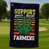 Support Your Local Farmers Cannabis Leaf Weed THC Marijuana Golf Towel thumb 1