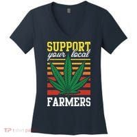Support Your Local Farmers Cannabis Leaf Weed THC Marijuana Women's V-Neck T-Shirt thumb 0
