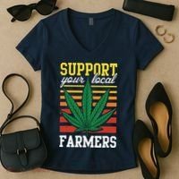 Support Your Local Farmers Cannabis Leaf Weed THC Marijuana Women's V-Neck T-Shirt thumb 2