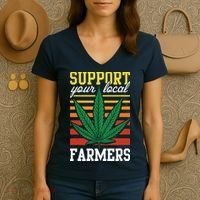 Support Your Local Farmers Cannabis Leaf Weed THC Marijuana Women's V-Neck T-Shirt thumb 3