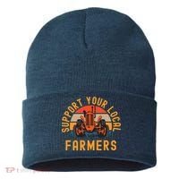 Support Your Local Farmers Farm And Ranch Life Tractor Sustainable Knit Beanie thumb 0