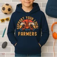 Support Your Local Farmers Farm And Ranch Life Tractor Kids Hoodie thumb 2