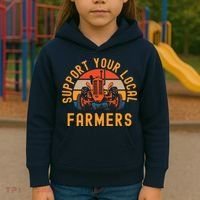 Support Your Local Farmers Farm And Ranch Life Tractor Kids Hoodie thumb 3
