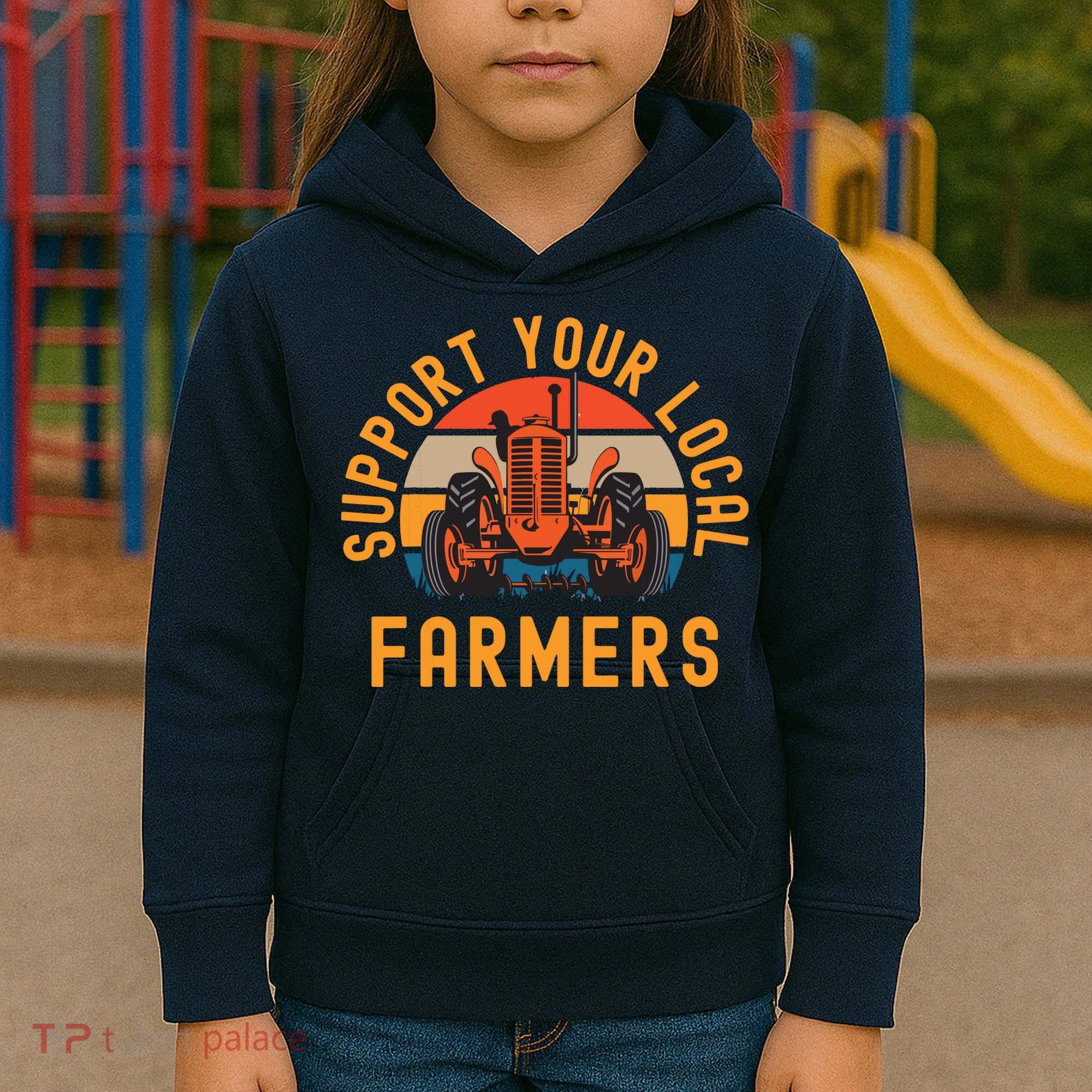 Support Your Local Farmers Farm And Ranch Life Tractor Kids Hoodie