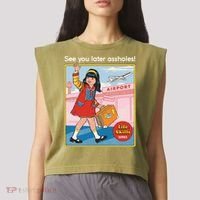 See You Later Assholes Garment-Dyed Women's Muscle Tee thumb 2