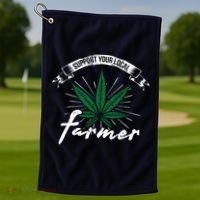 Support Your Local Weed Farmer Funny Cannabis Marijuana Gift Golf Towel thumb 1