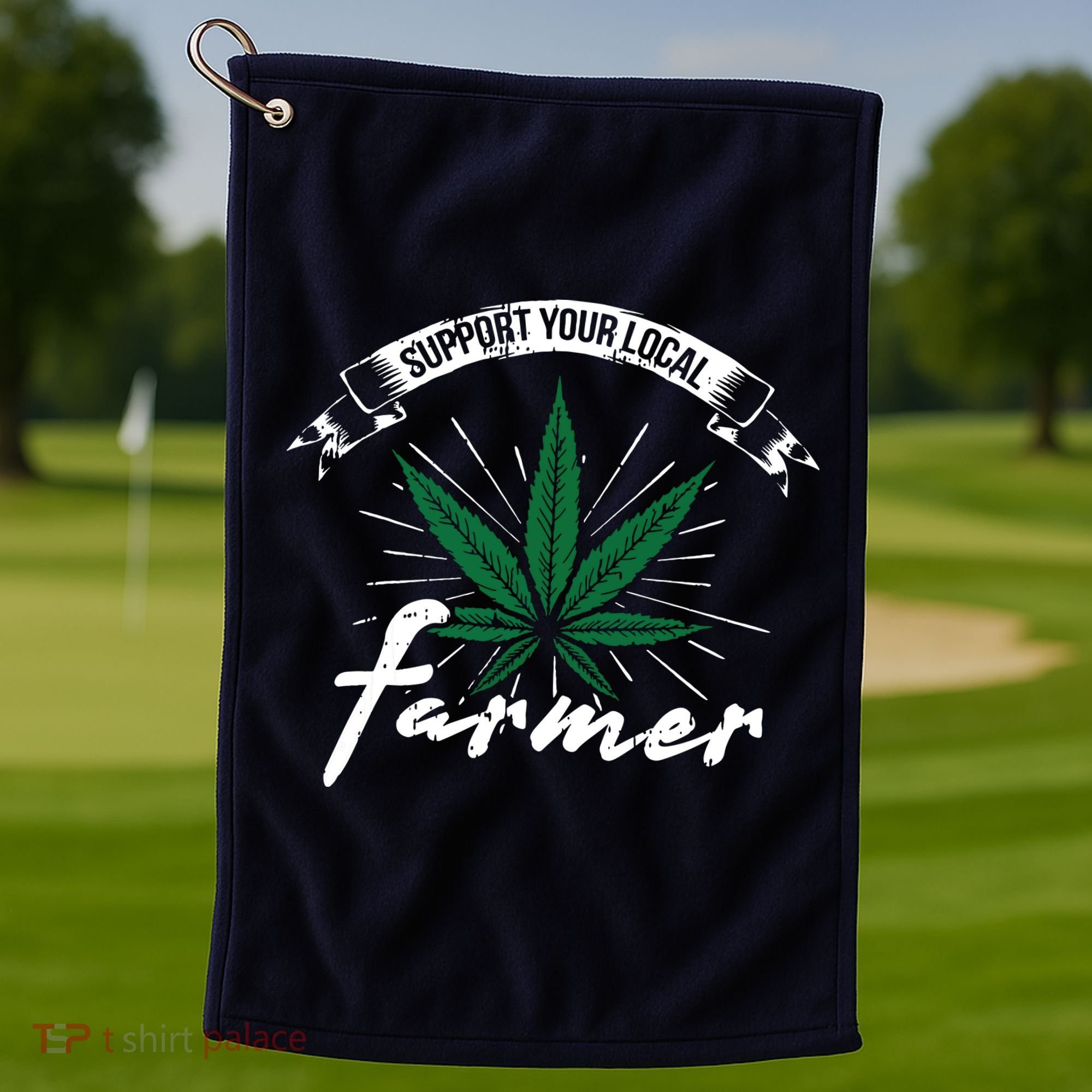 Support Your Local Weed Farmer Funny Cannabis Marijuana Gift Golf Towel
