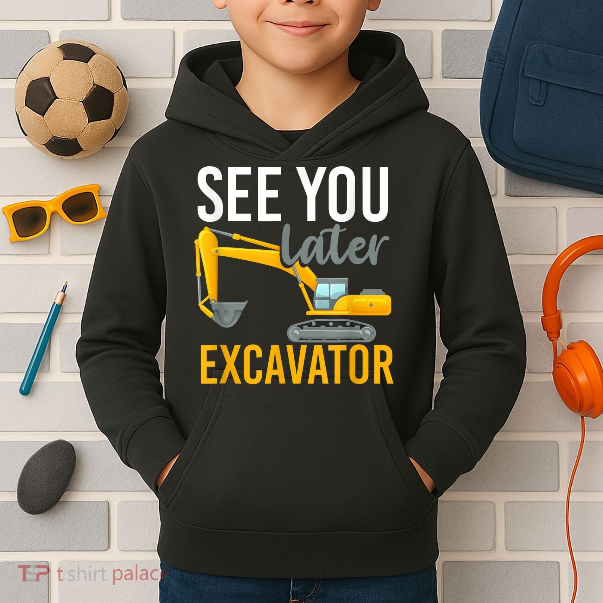 See You Later Excavator Kids Hoodie