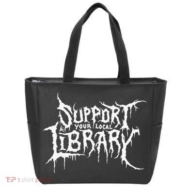 Support Your Local Library Metal Theme Tote Bag
