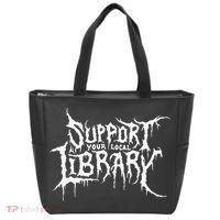 Support Your Local Library Metal Theme Tote Bag thumb 0