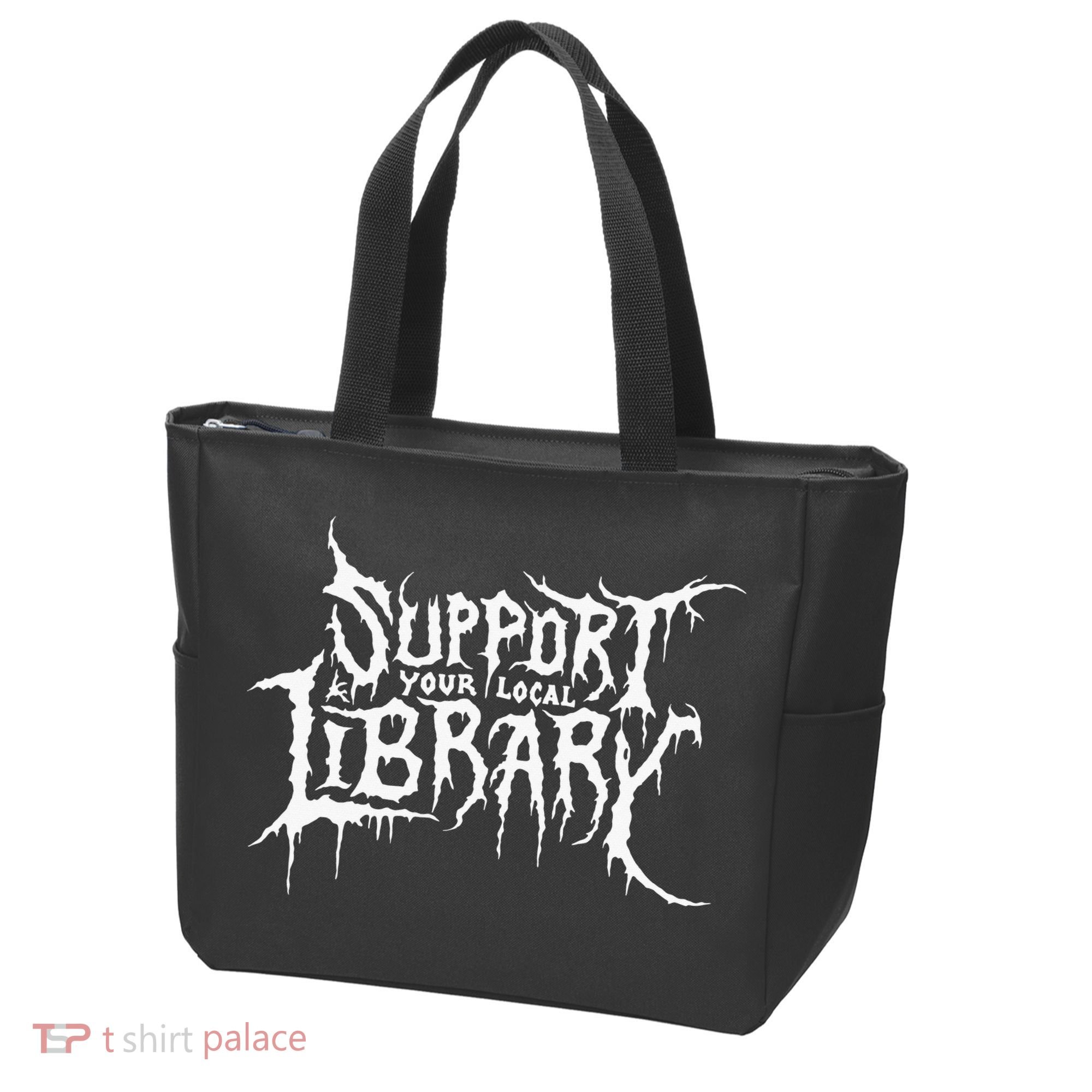 Support Your Local Library Metal Theme Tote Bag
