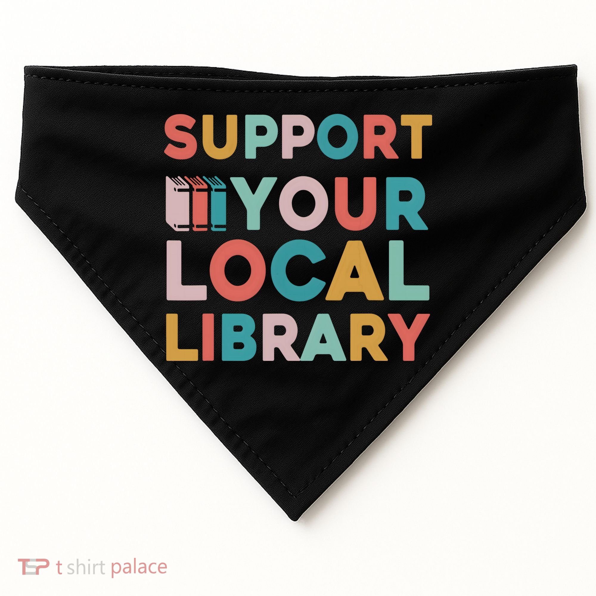 Support Your Local Library Book Lovers Librarian Retro USA-Made Doggie Bandana