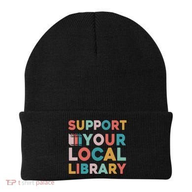 Support Your Local Library Book Lovers Librarian Retro Beanie